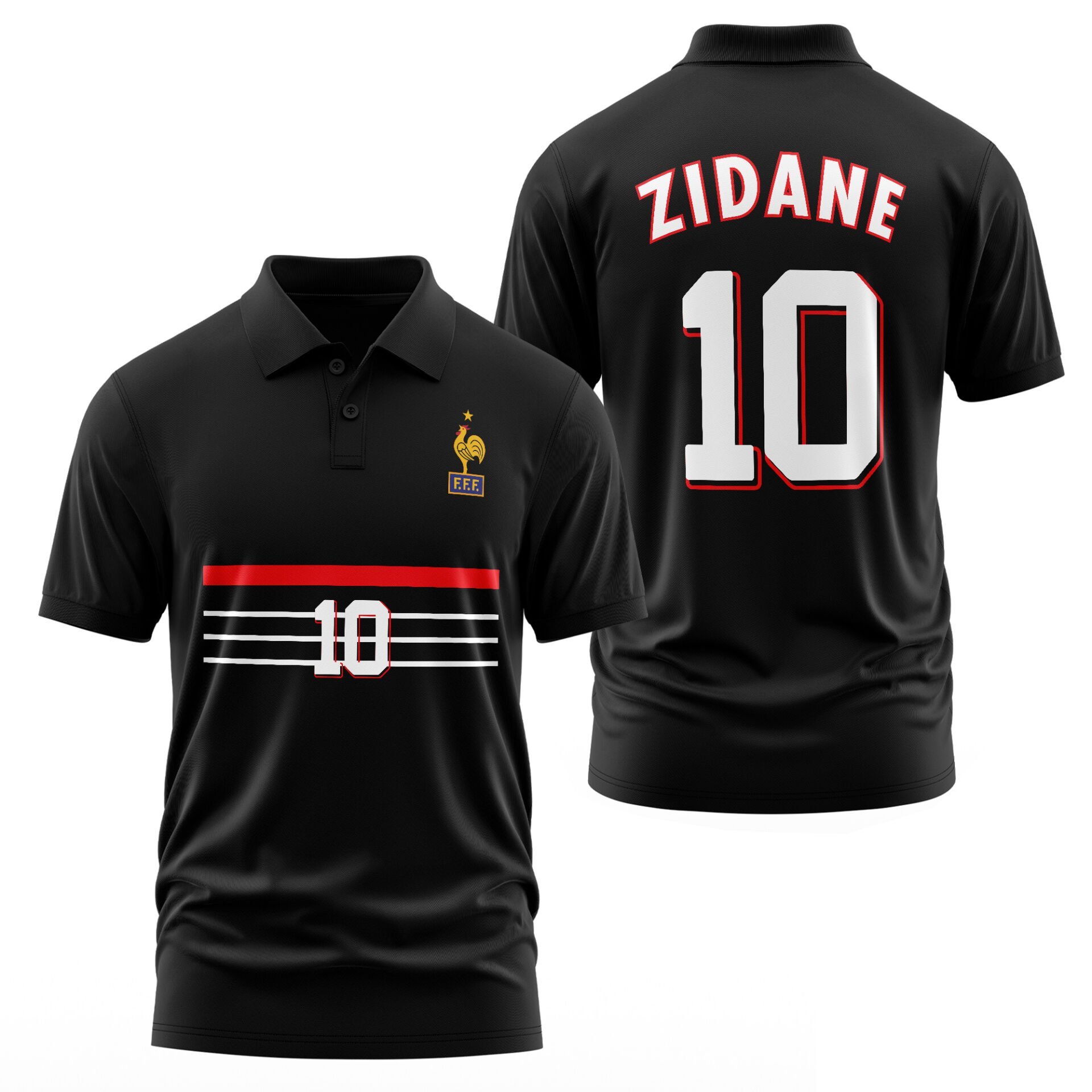 Zinedine Zidane 10 Siyah Polo Tişört