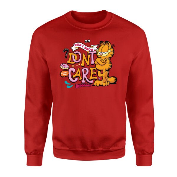 Garfield | I Don't Care Kırmızı Sweatshirt