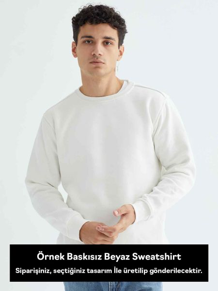 New York Cursive Beyaz Sweatshirt