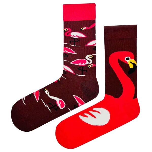 Flamingo Desenli Kırmızı Çorap