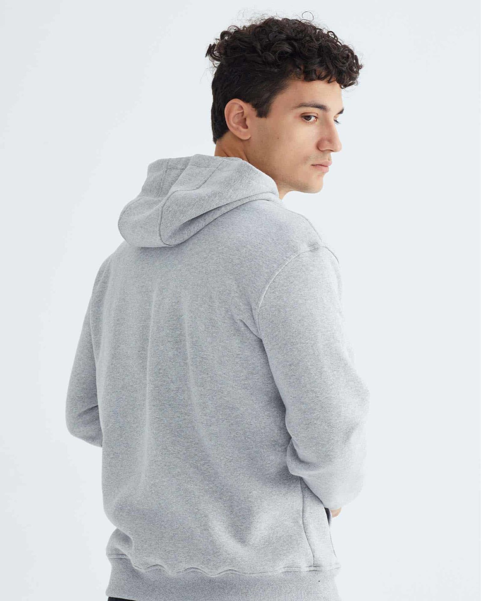 Baskısız Casual Gri Hoodie