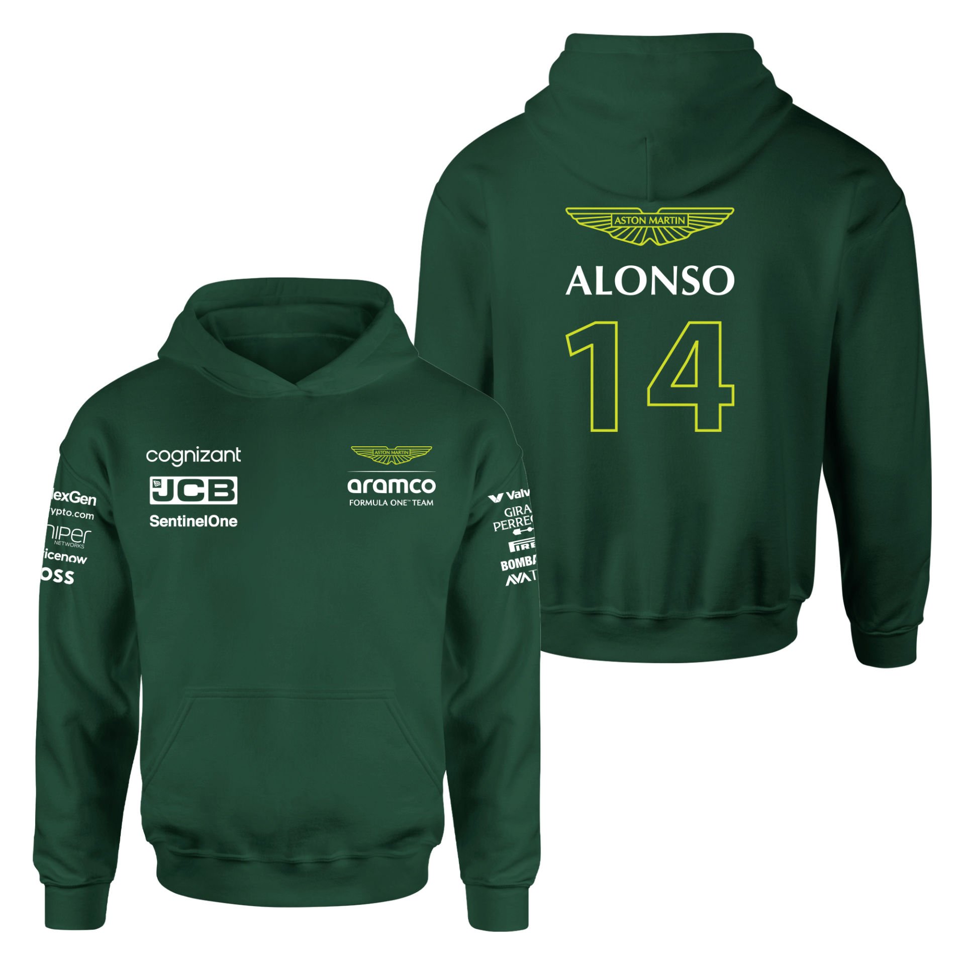 Fernando Alonso 14 | Aston Martin Koyu Yeşil Hoodie