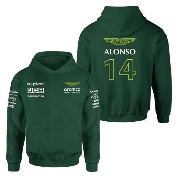 Fernando Alonso 14 | Aston Martin Koyu Yeşil Hoodie