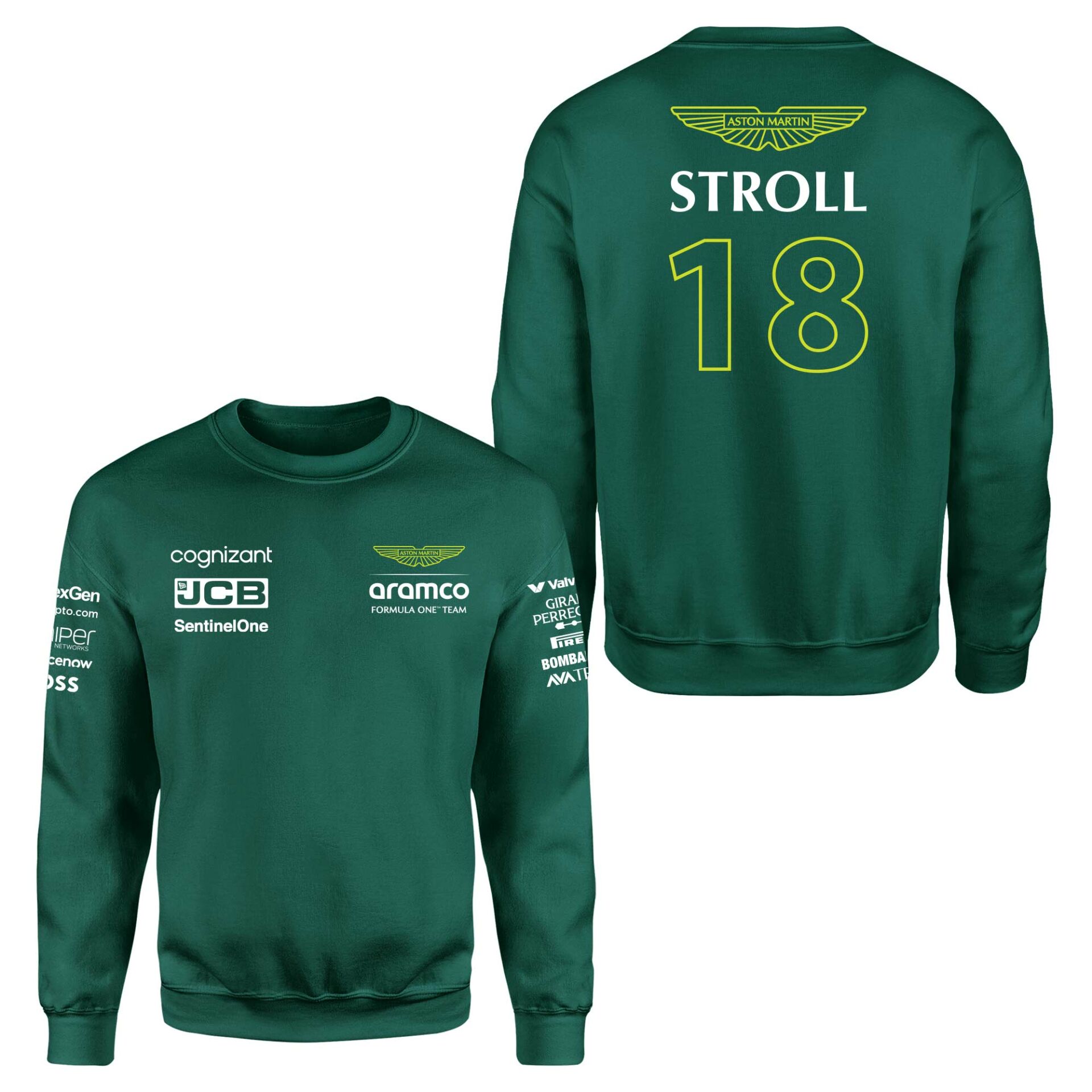 Lance Stroll 18 | Aston Martin Nefti Yeşili Sweatshirt