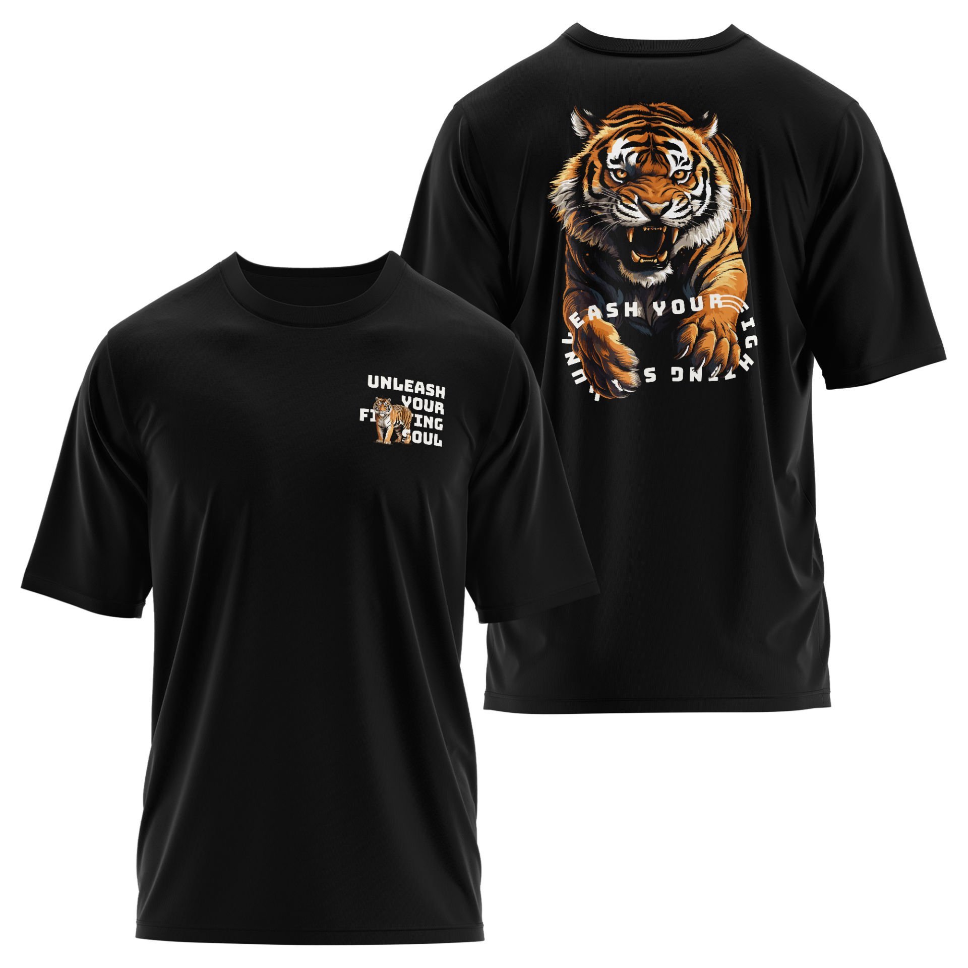 Unleash Your Fighting Soul, Tiger | Siyah Oversize Tişört
