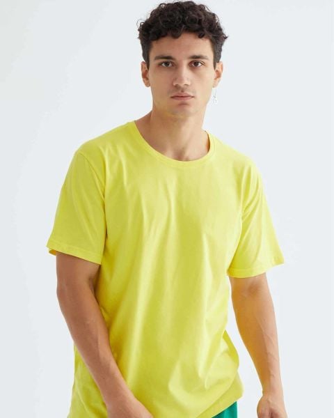 Baskısız Casual Sarı Tshirt