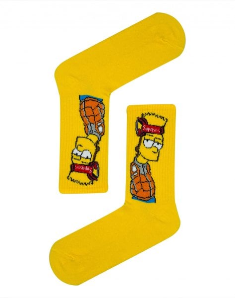 Bart Simpson Sarı Spor Çorap