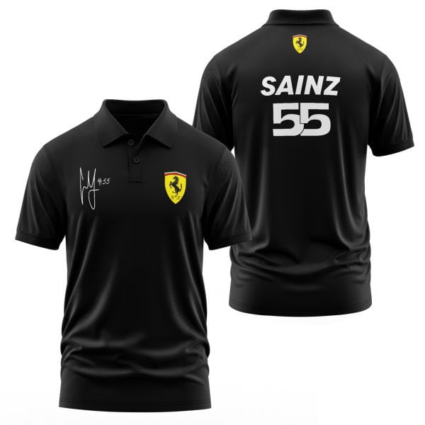 Carlos Sainz 55 SF Basic Siyah Polo Tişört