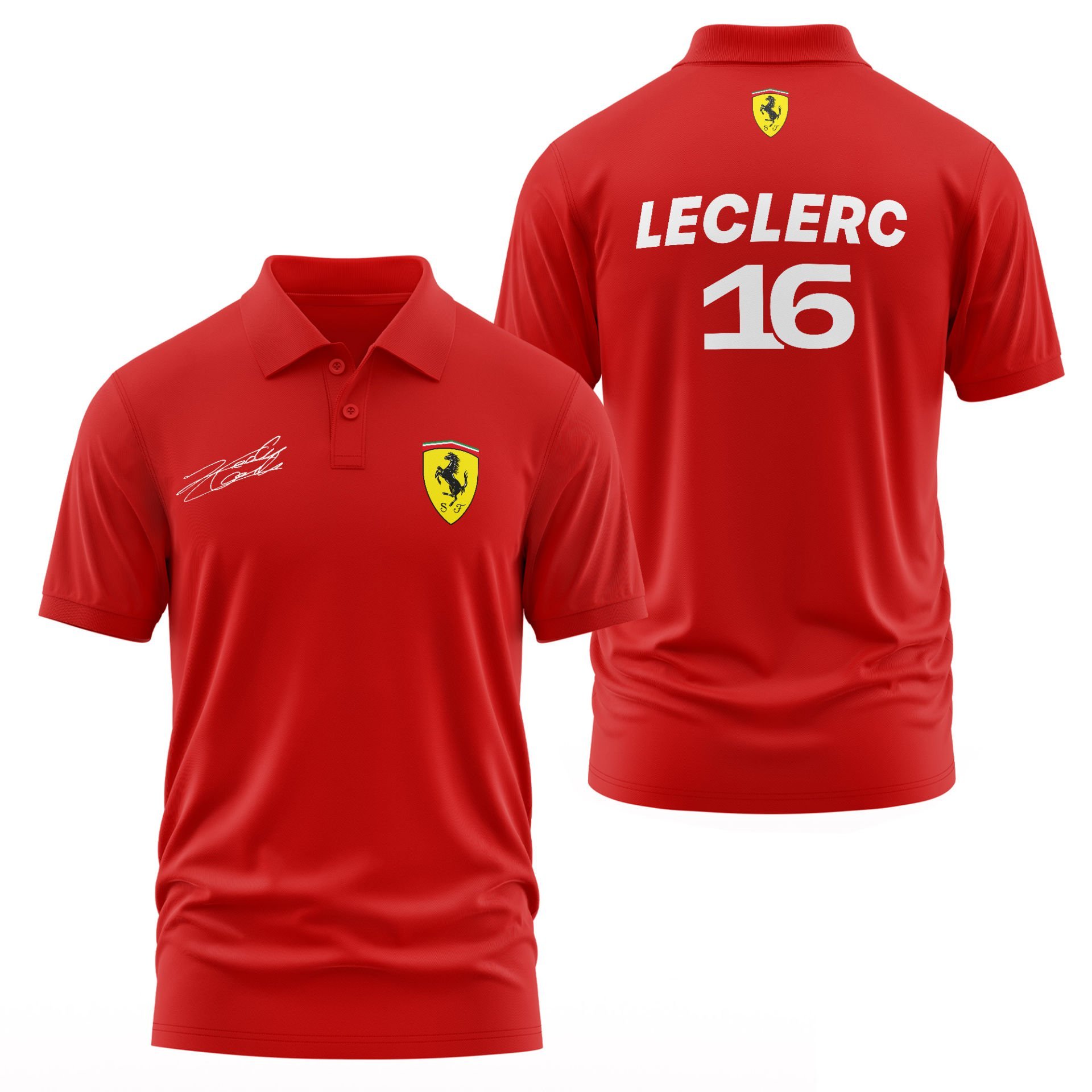 Charles Leclerc 16 SF Basic Kırmızı Polo Tişört