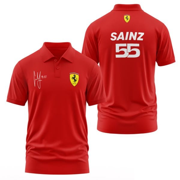 Carlos Sainz 55 SF Basic Kırmızı Polo Tişört
