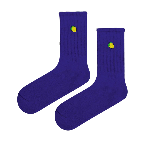 Limon Nakışlı Mavi Çorap