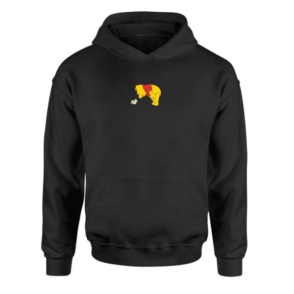 Winnie the Pooh Siyah Hoodie