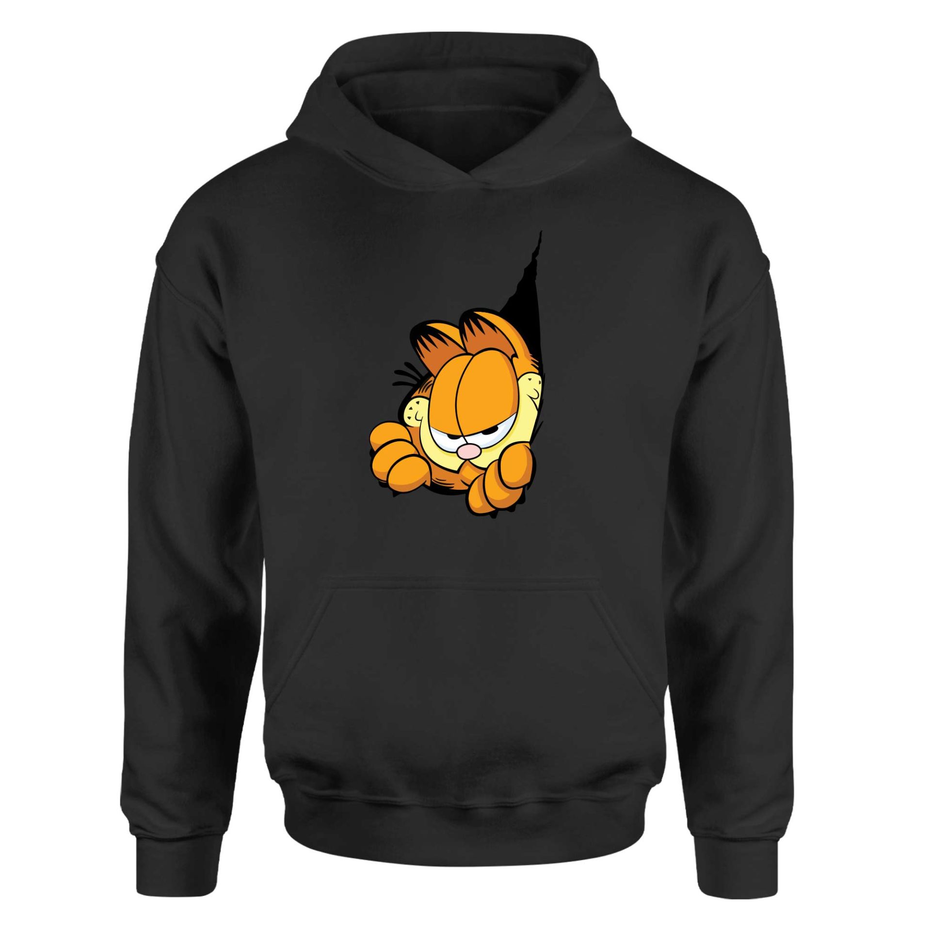 Garfield Tear Siyah Hoodie