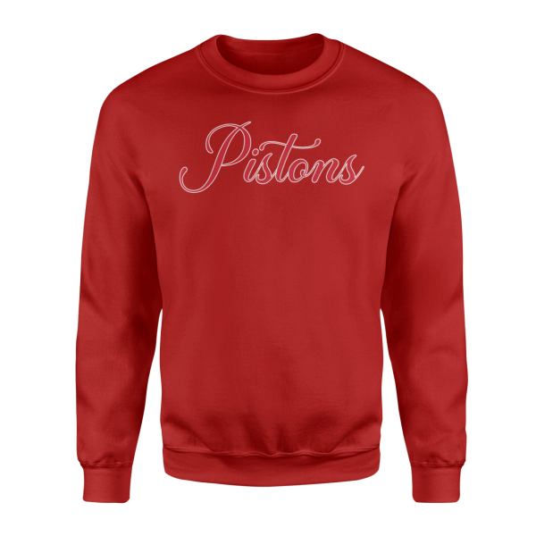 Detroit Pistons Cursive Kırmızı Sweatshirt