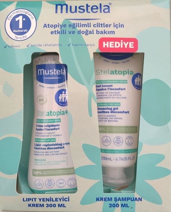 Mustela Lipit Yenileyici Krem  300 ml - Stelatopia Krem Şampuan 200 ml SKT:09.25