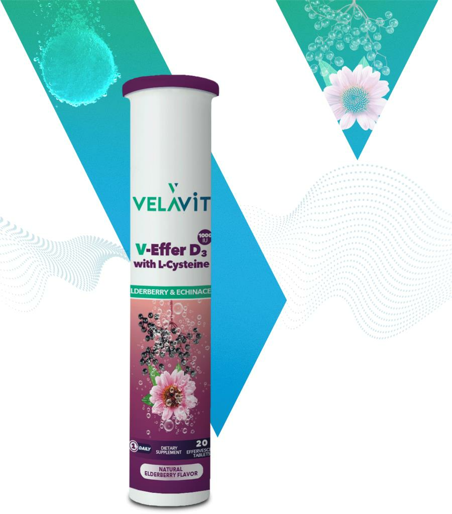 Velavit V-Effer D3 with L-Cysteine 20 Efervesan Tablet SKT:01.26