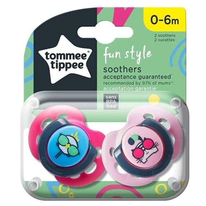 Tommee Tippee Fun Style Ortodontik Emzik 0-6 Ay Desenli Pembe 2'li