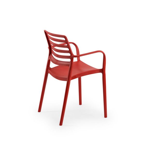 Estetik ve Dayanıklı Kırmızı Kollu Dış Mekan Bahçe Sandalyesi