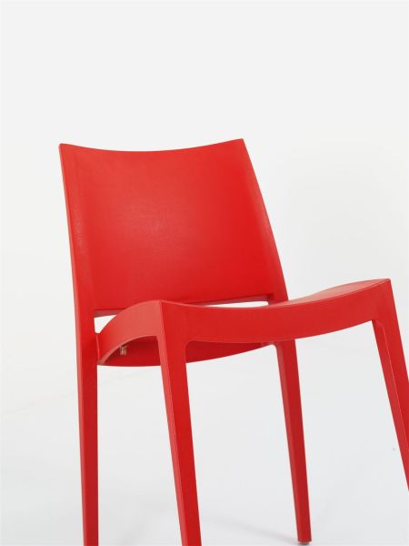 Kırmızı Renkli Dış Mekan Plastik Bahçe Sandalyesi Mutfak Cafe Restoran Otel Teras Balkon Veranda için İstiflenebilir Sandalye