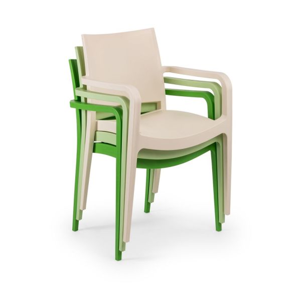 Fıstık Yeşili Renkli Kollu Dış Mekan Bahçe Sandalyesi Çeşitli Mekanlarda Estetik ve Dayanıklı Oturma Çözümü