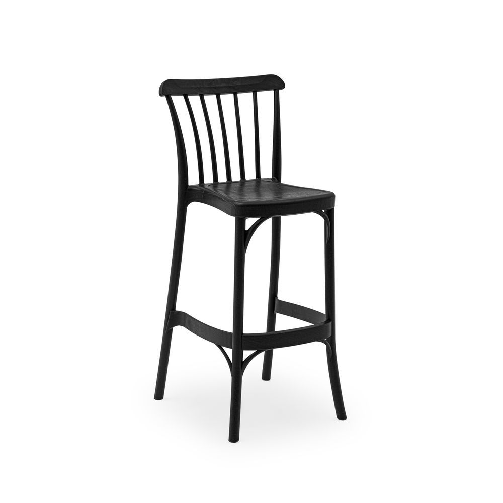 Siyah Renk 75 cm Polipropilen Plastik Dış Mekan Bahçe Bar Sandalyesi Mutfak Otel ve Bar Ortamları İçin Ideal Seçim