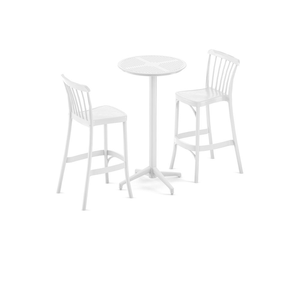 Beyaz 2 Kişilik Dış Mekan Bahçe Bistro Bar Masa Sandalye Takımı Mutfak Otel Cafe Restaurant ve İç ve Dış Mekanlar İçin Ideal