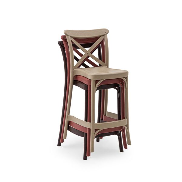 Bej Bahçe Bar Sandalyesi 65 cm İç ve Dış Mekanlarda Estetik ve Dayanıklı Bir Seçenek