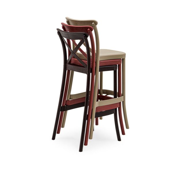 Beyaz Bahçe Bar Sandalyesi 75 cm Mutfak Salon Otel Cafe ve Restoranlar İçin İç Ve Dış Mekan Kullanıma Uygun Model