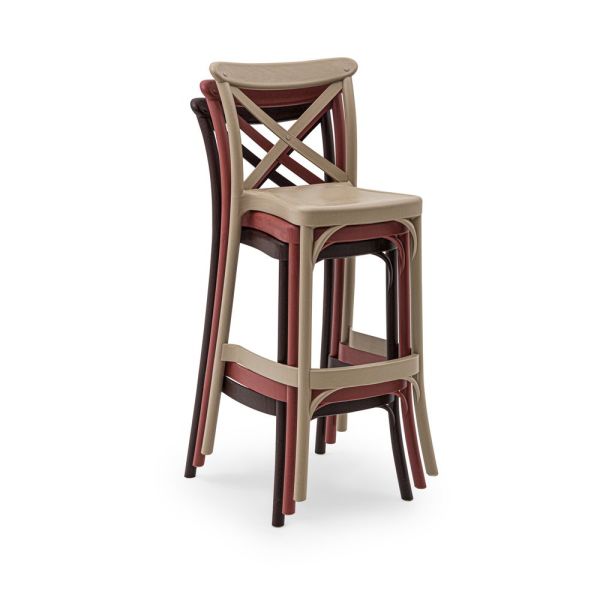 Beyaz Bahçe Bar Sandalyesi 75 cm Mutfak Salon Otel Cafe ve Restoranlar İçin İç Ve Dış Mekan Kullanıma Uygun Model