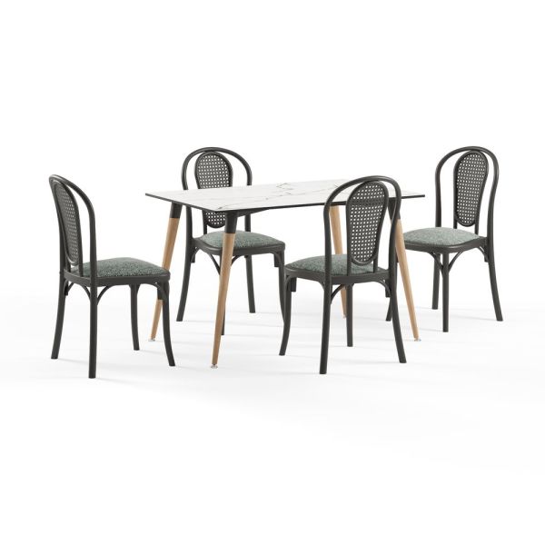 Estetik ve Dayanıklı 4 Kişilik Compact Masa Sandalye Takımı Mutfak Cafe Kafe Otel Restaurant ve Restoranlar İçin