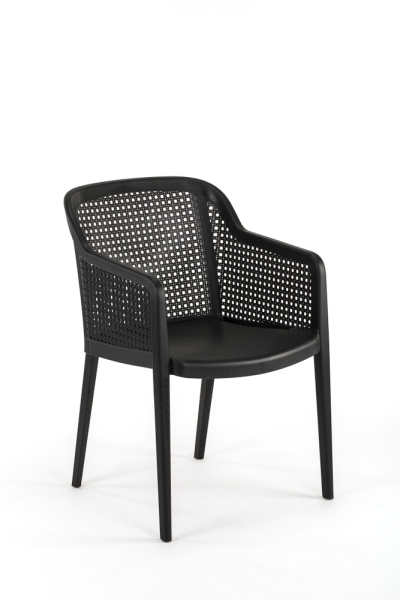 Siyah Yuvarlak Dış Mekan Bahçe Masa Sandalye Takımı 110 cm Çaplı