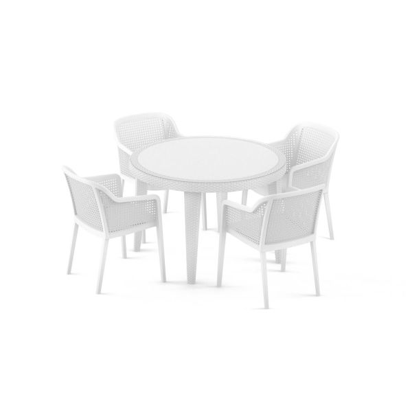Beyaz Bahçe Masa ve Sandalye Takımı Estetik ve Dayanıklı Dış Mekan Mobilyaları