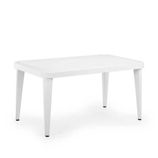 Beyaz Bahçe Masa Sandalye Takımı Masa 90x150 cm Dikdörtgen 6 Kişilik