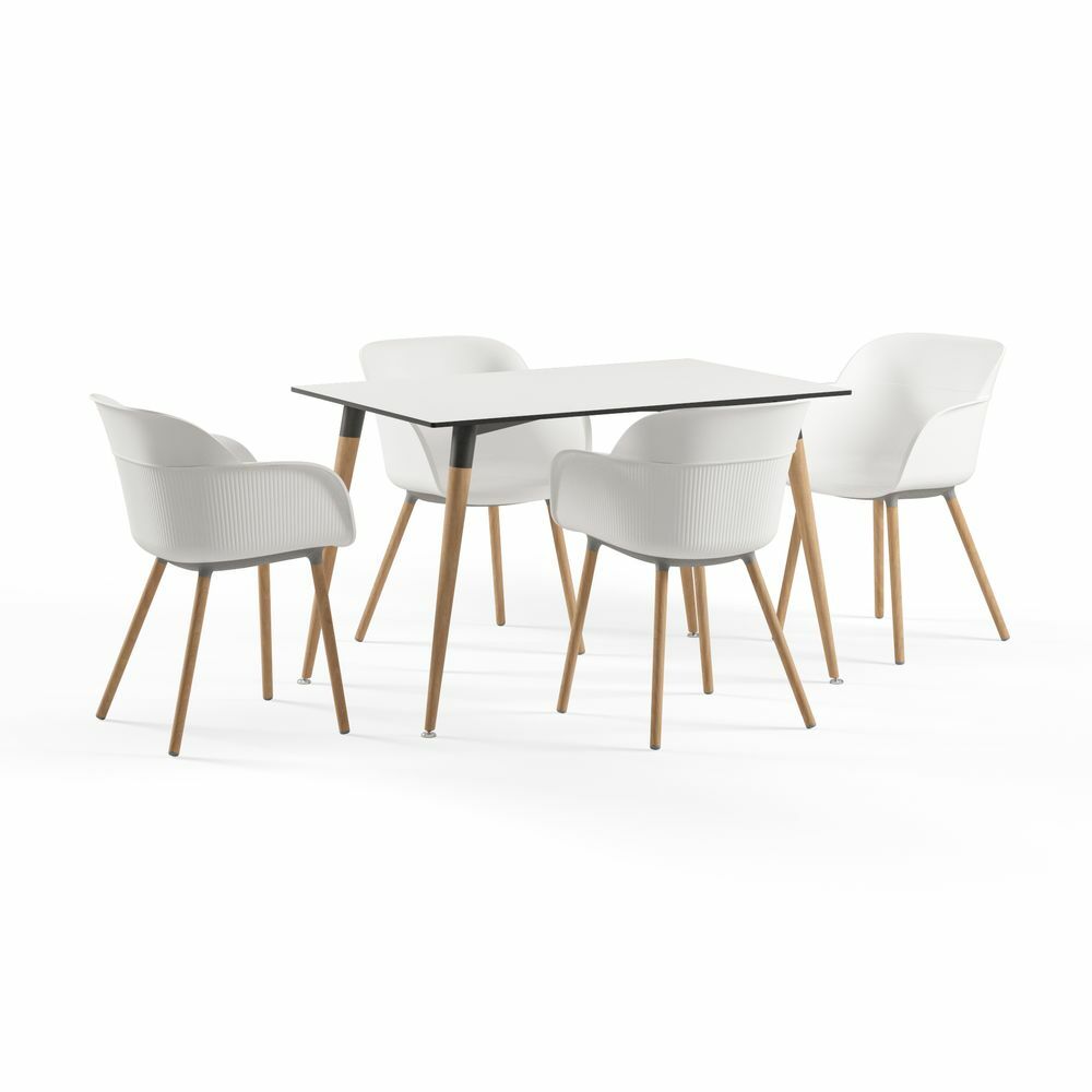 Isıya Ve Çizilmeye Karşı Çok Dayanıklı Örtü Sermeden Kullanılır Beyaz Compact Masa Sandalye Takımı 77x120.cm