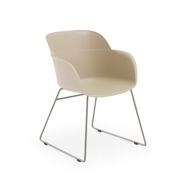 Metal Fırın Boyalı Bej Ayak Polipropilen Plastik Modern Bej Ofis Misafir Sandalyesi