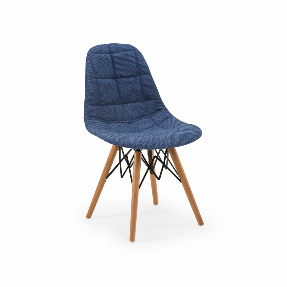Kayın Ağacı Ayak Mavi Kumaş Döşemeli Rahat Sandalye Modelleri