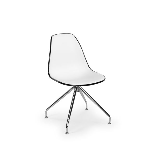Polipropilen Plastik Oturak Metal Krom Sağa Sola Dönebilir Ayaklı Siyah Beyaz Modern Ofis Sandalyesi