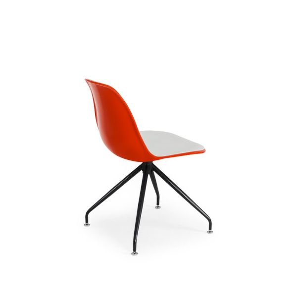 Metal Siyah Sağa Sola Döner Ayaklı Çift Renk Beyaz Portakal Turuncu Ofis Sandalyesi