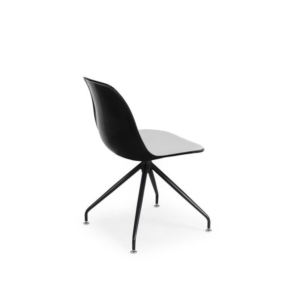 Metal Siyah Sağa Sola Döner Ayaklı Çift Renk Beyaz Siyah Ofis Sandalyesi
