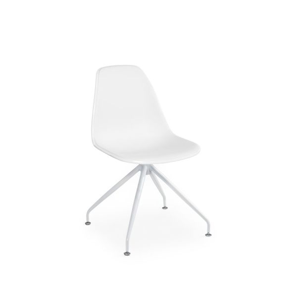 Metal Beyaz Döner Ayaklı Süt Beyaz Tekerleksiz Ofis Personel Sandalyesi