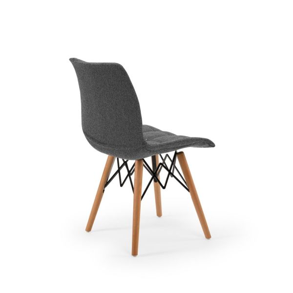 Zarif Tasarımıyla Antrasit Gri Kumaş ve Ahşap Ayaklı Sandalye