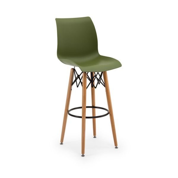 Modern Tasarımlı Haki Yeşili Bar Sandalyesi Konfor ve Şıklığı Buluşturan Birinci Sınıf Mobilya
