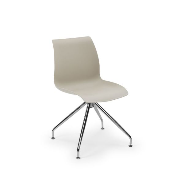 Metal Döner Ayaklı Bej Plastik Oturaklı Ofis Sandalyesi Modern ve Dayanıklı Çözüm