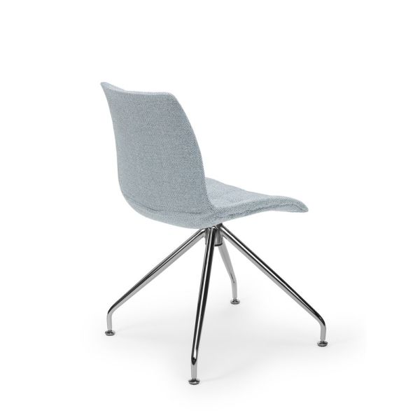Modern Tasarımlı Mavi Kumaş Kaplamalı Metal Ayaklı Ofis Sandalyesi