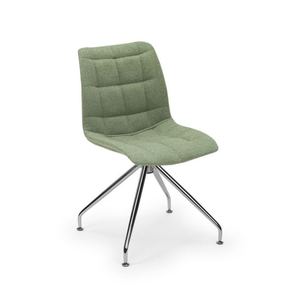 Modern Tasarımlı Yeşil Kumaş Kaplamalı Tekerleksiz Ofis Çalışma Sandalyesi