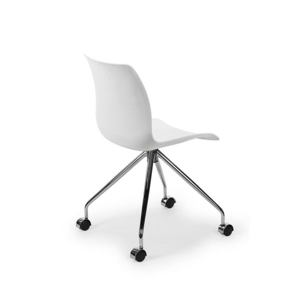 Krom Ayaklı Beyaz Plastik Oturaklı Ergonomik Ofis Sandalyesi Dayanıklı ve Şık Tasarım