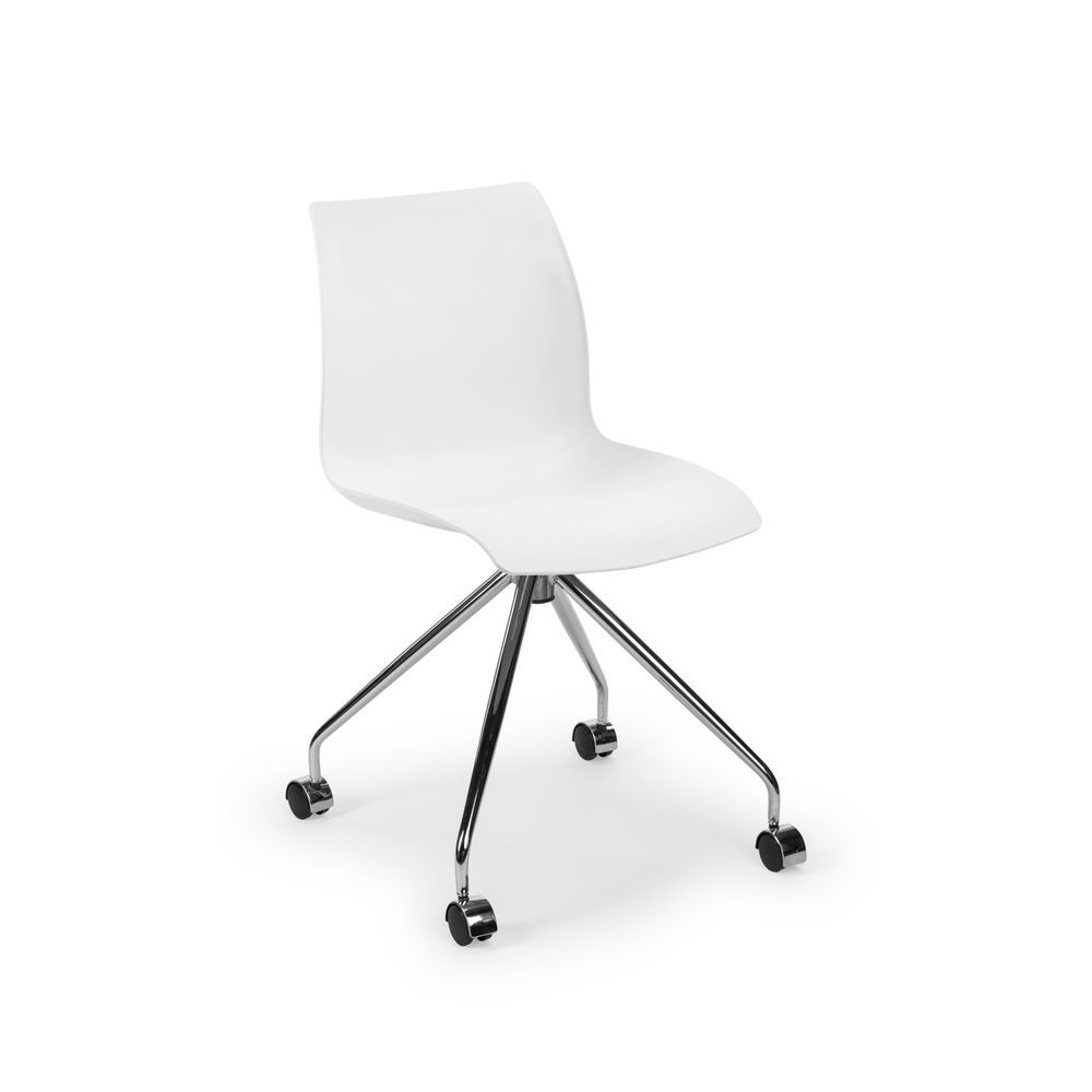 Krom Ayaklı Beyaz Plastik Oturaklı Ergonomik Ofis Sandalyesi Dayanıklı ve Şık Tasarım