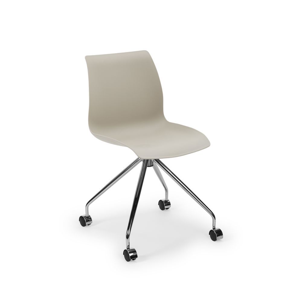 Metal Ayaklı Bej Plastik Oturaklı Ofis Sandalyesi Şık ve Dayanıklı Tasarım