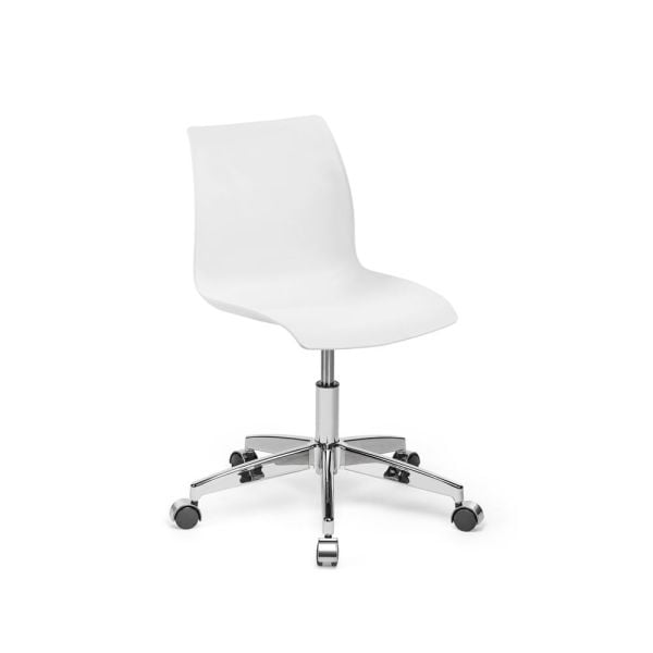 Krom Ayaklı Polipropilen Süt Beyaz Plastik Oturaklı Ofis Çalışma Sandalyesi