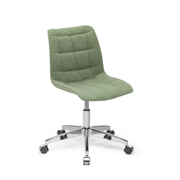 Yeşil Kumaşlı Metal Krom Ayaklı Ergonomik Ofis Çalışma Sandalyesi